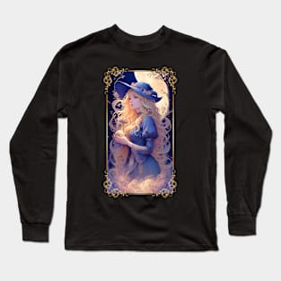 Blue Witch holding Mushroom 1 Long Sleeve T-Shirt